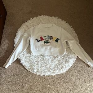 Lacoste womens heritage loose fit embroidered fleece sweatshirt